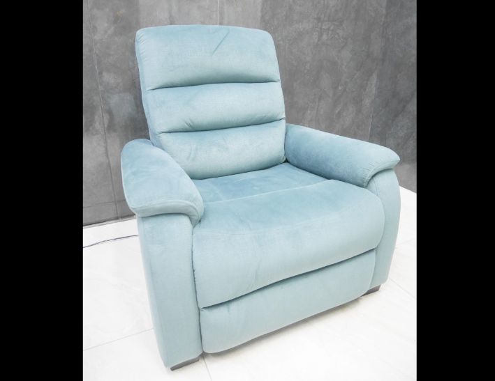 二手 藍色絨布 單人沙發 電動沙發 躺椅 主人椅 休閒椅