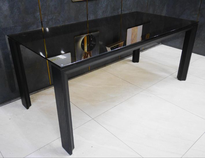 二手 餐桌 黑色玻璃 180公分 會客桌 咖啡桌 接待桌 