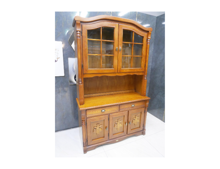 二手 廚櫃 柚木色半實木 4尺 高餐櫃 電器櫃 櫥櫃