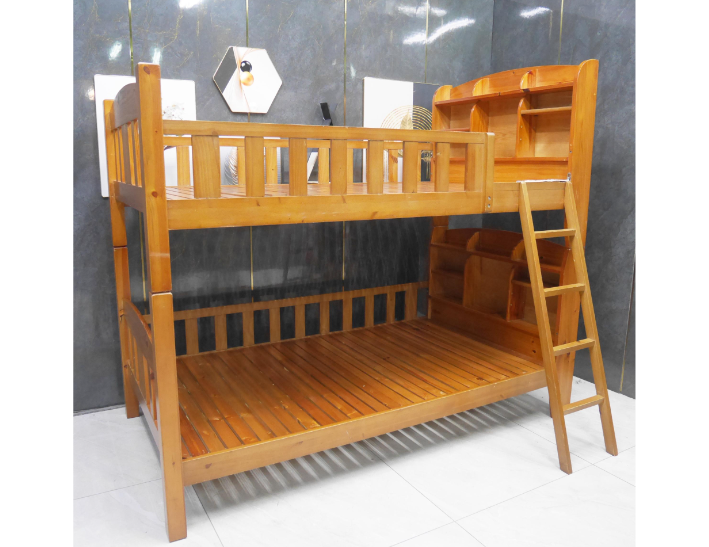 二手 上下舖 柚木色實木 3.5尺 雙層床 兒童床 床架