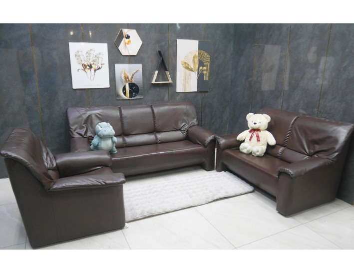 二手 皮沙發 咖啡色 123 客廳沙發 會客沙發 辦公沙發
