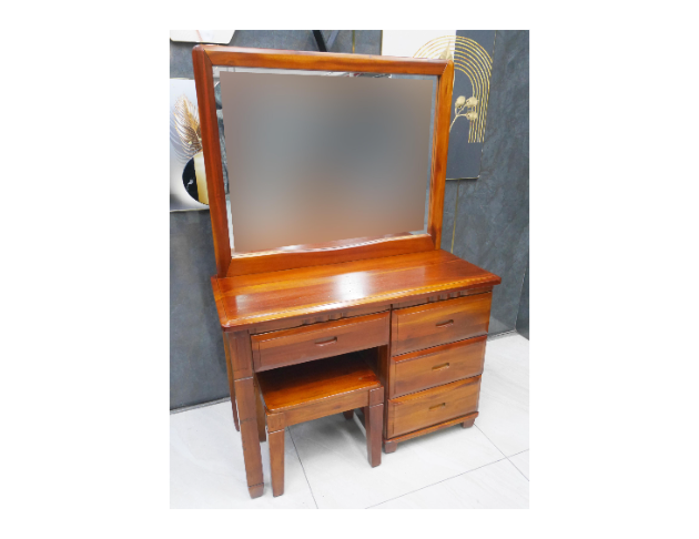 二手 桃花心木 實木化妝台 鏡台 梳妝台 收納桌